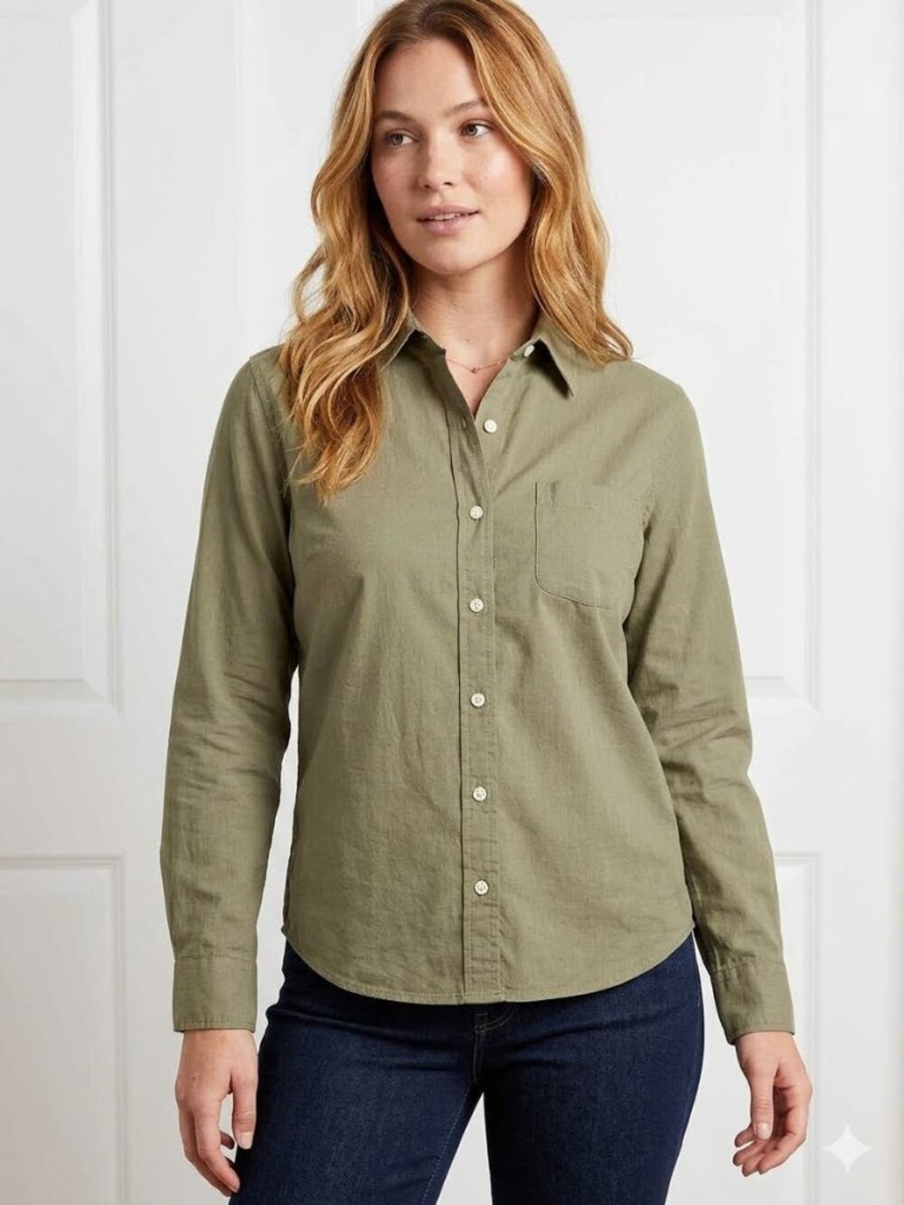 GAP cotton celery green button down shirt, size S